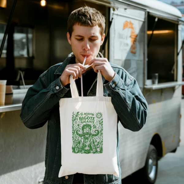 Untitled Project - Mockup (6) Tote Bag "El Desastre del Bigote Gigante" - Verde