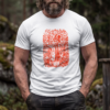 Camiseta blanca con diseño de alquimista esqueleto en tinta roja - Knowledge is Power